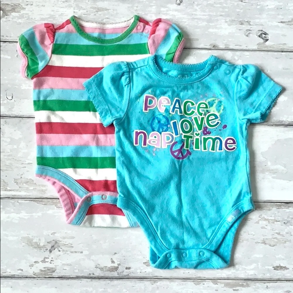 BabyGap 0-3m Brannan’s Onesie Bundle Baby Gap Girl Stripes Print Bell Sleeve NB